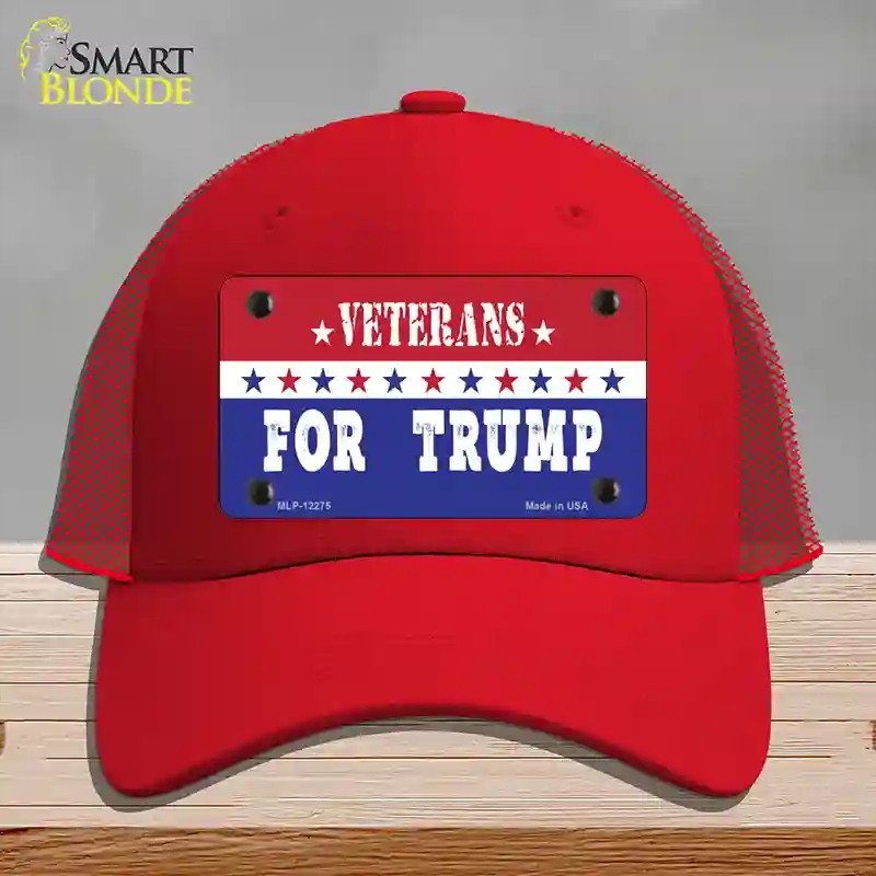 HAT17-MLP-12275 Veterans for Trump Novelty License Plate Hat, Mesh - Red