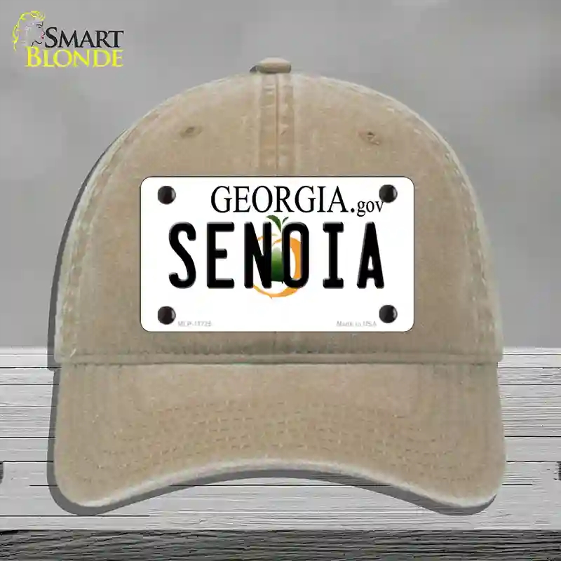 HAT09-MLP-11725 Senoia Georgia State Novelty License Plate Hat, Unconstructed Cotton - Khaki