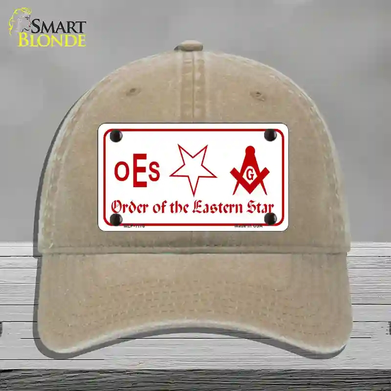 HAT09-MLP-1176 Order of the Eastern Star Novelty License Plate Hat, Unconstructed Cotton - Khaki