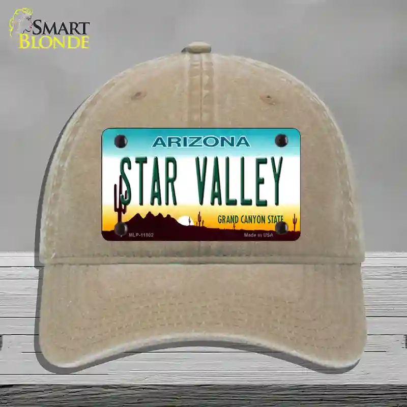 HAT09-MLP-11802 Star Valley Arizona Novelty License Plate Hat, Unconstructed Cotton - Khaki