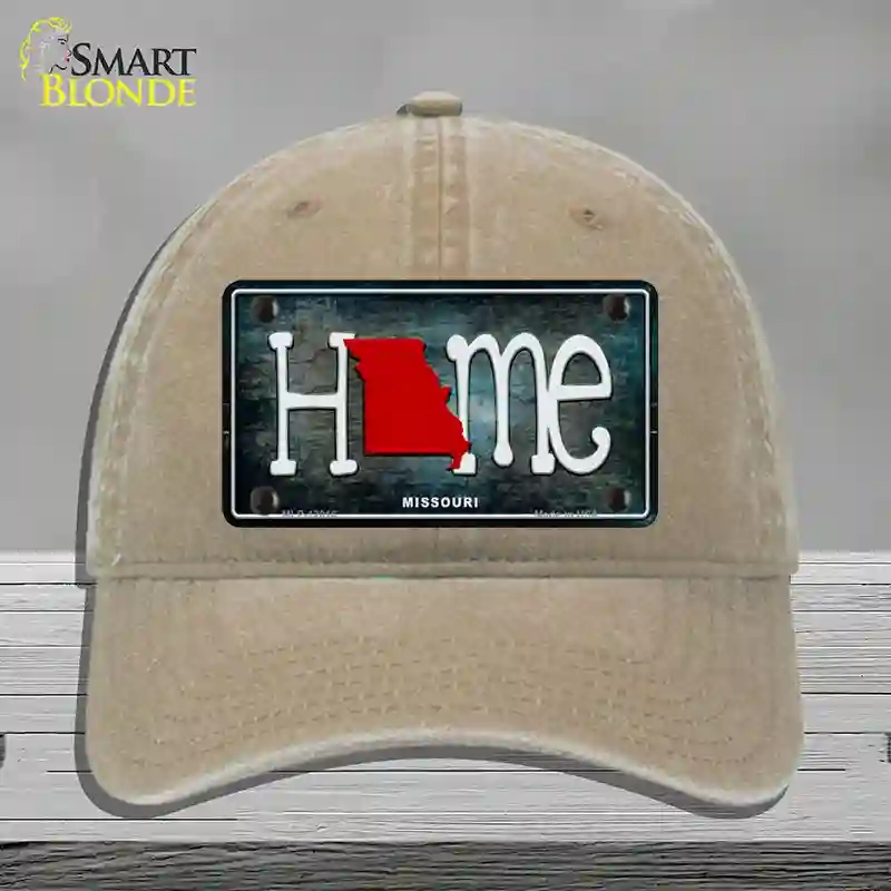 HAT09-MLP-12016 Missouri Home State Outline Novelty License Plate Hat, Unconstructed Cotton - Khaki