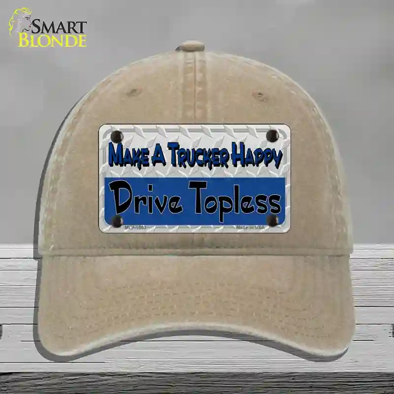 HAT09-MLP-1203 Make a Mesh Happy Novelty License Plate Hat, Unconstructed Cotton - Khaki
