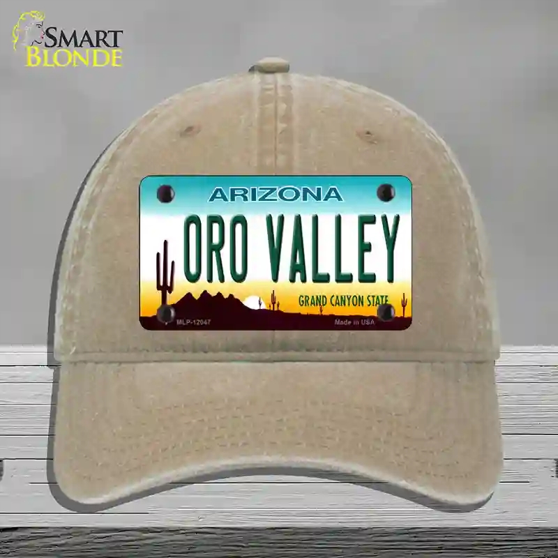 HAT09-MLP-12047 Oro Valley Arizona Novelty License Plate Hat, Unconstructed Cotton - Khaki