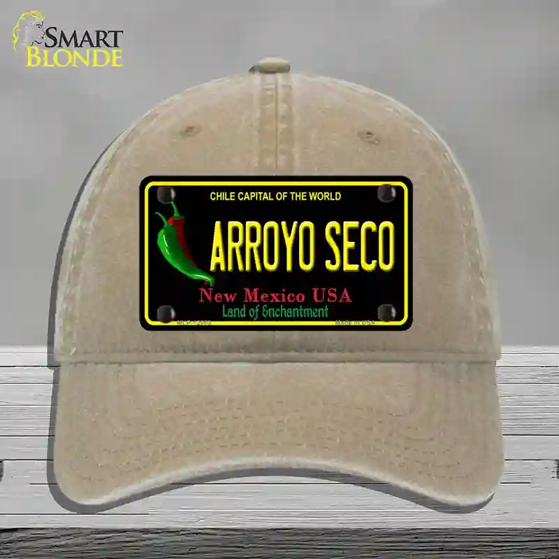 HAT09-MLP-12053 Arroyo Seco Black   Mexico Novelty License Plate Hat, Unconstructed Cotton - Khaki