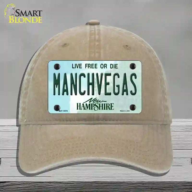 HAT09-MLP-12076 Manchvegas   Hampshire State Novelty License Plate Hat, Unconstructed Cotton - Khaki