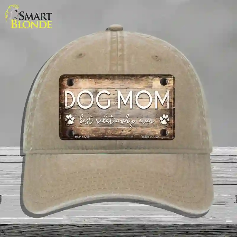 HAT09-MLP-12210 Dog Mom Novelty License Plate Hat, Unconstructed Cotton - Khaki