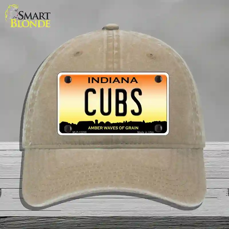 HAT09-MLP-12280 Cubs Indiana Novelty License Plate Hat, Unconstructed Cotton - Khaki