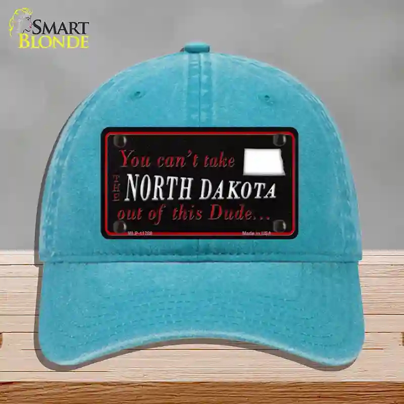 HAT10-MLP-11288 North Dakota Dude Novelty License Plate Hat, Unconstructed Cotton - Lake Blue