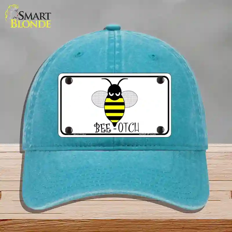 HAT10-MLP-1143 Bee-otch Novelty License Plate Hat, Unconstructed Cotton - Lake Blue