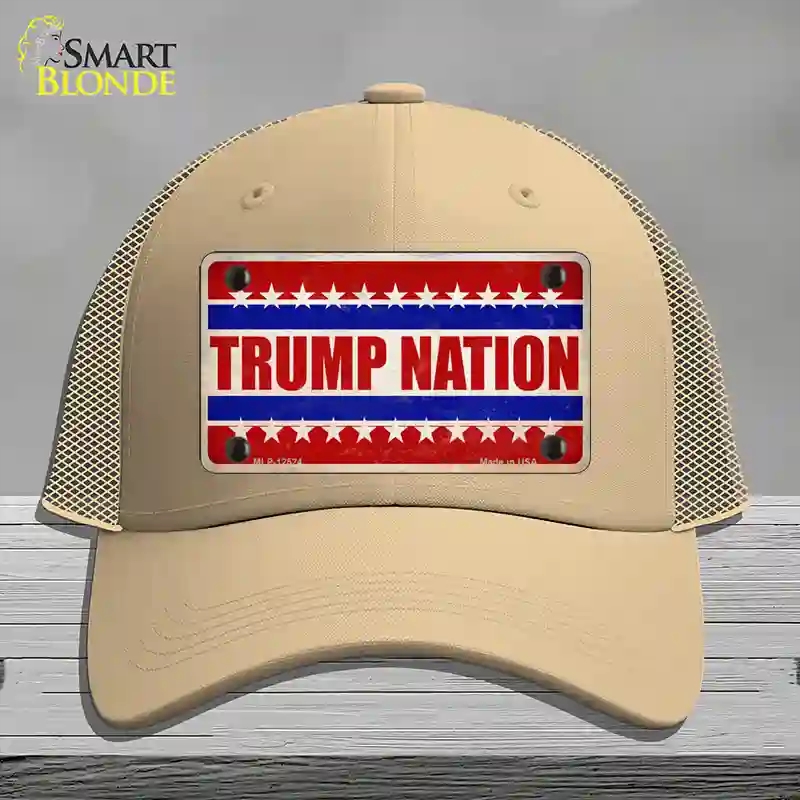 HAT15-MLP-12524 Trump Nation Novelty License Plate Hat, Mesh - Khaki