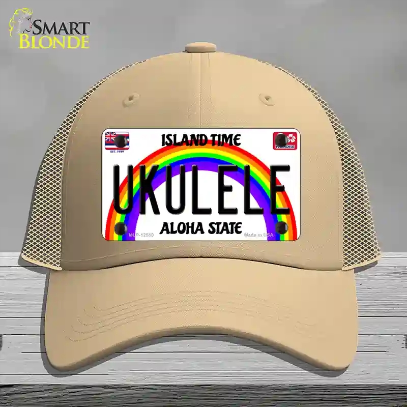HAT15-MLP-12550 Ukulele Hawaii Novelty License Plate Hat, Mesh - Khaki