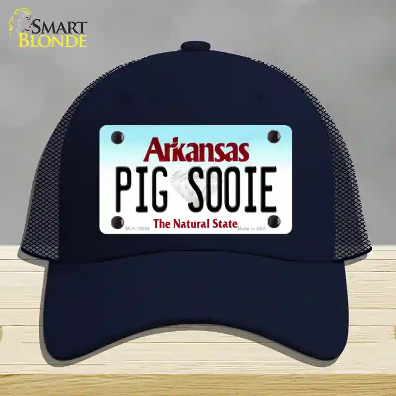 HAT16-MLP-10038 Pig Sooie Arkansas Novelty License Plate Hat, Mesh - Navy