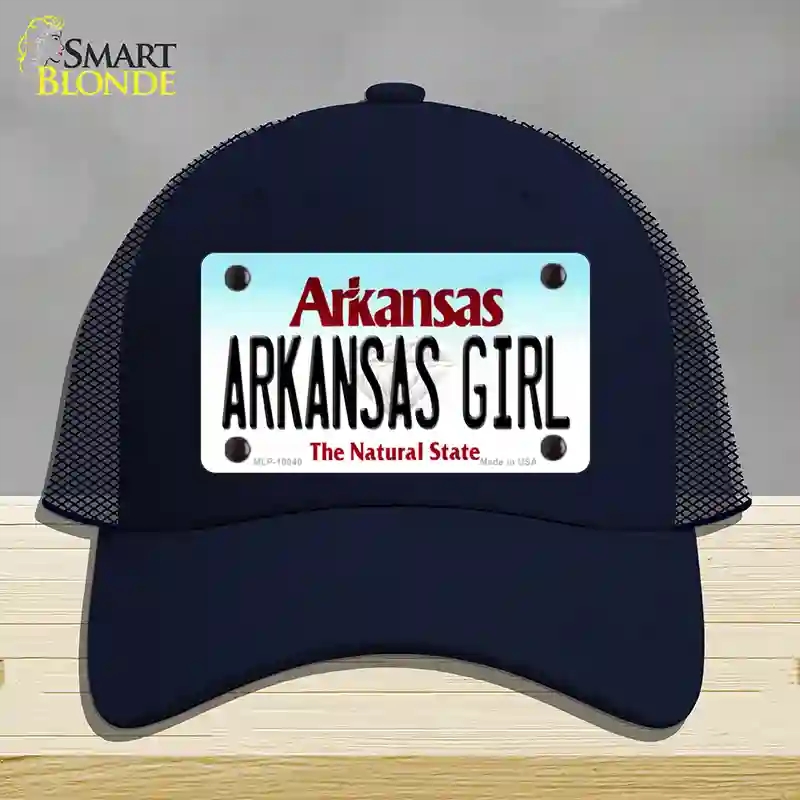 HAT16-MLP-10040 Arkansas Girl Novelty License Plate Hat, Mesh - Navy