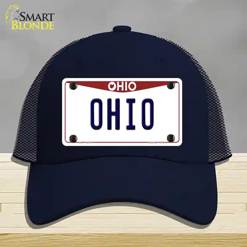 HAT16-MLP-10065 Ohio Maroon Novelty License Plate Hat, Mesh - Navy