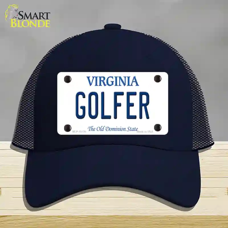 HAT16-MLP-10138 Golfer Virginia Novelty License Plate Hat, Mesh - Navy