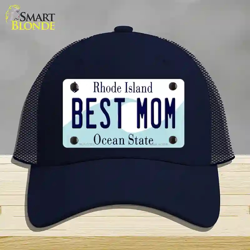 HAT16-MLP-11221 Best Mom Rhode Island State Novelty License Plate Hat, Mesh - Navy