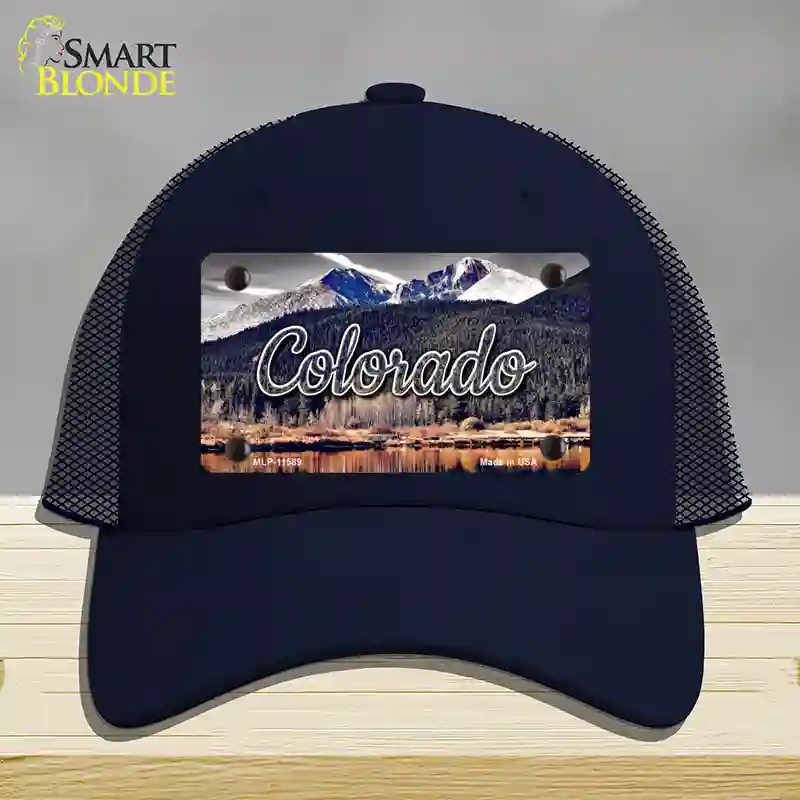 HAT16-MLP-11589 Colorado Forest & Mountains State Novelty License Plate Hat, Mesh - Navy