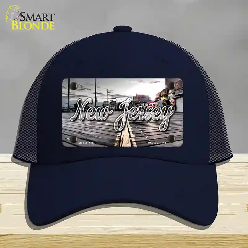 HAT16-MLP-11616   Jersey Boardwalk State Novelty License Plate Hat, Mesh - Navy