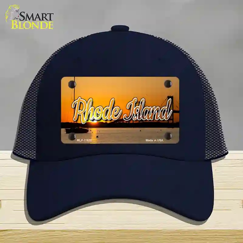 HAT16-MLP-11628 Rhode Island River Sunset State Novelty License Plate Hat, Mesh - Navy