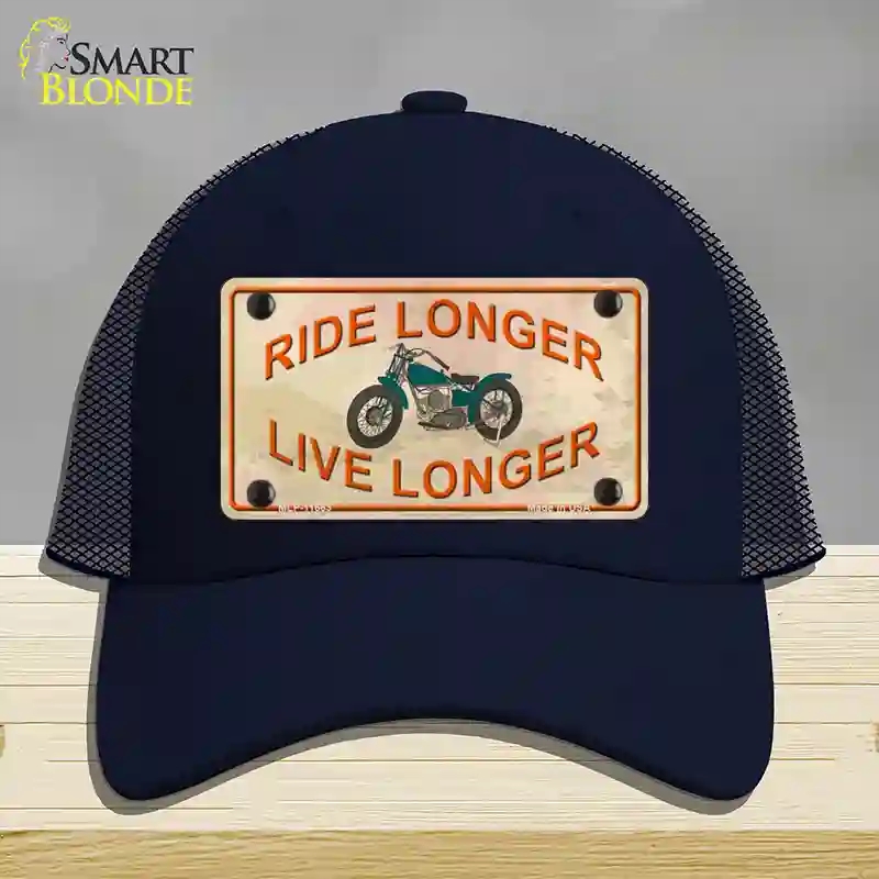 HAT16-MLP-11663 Ride Longer Live Longer Novelty License Plate Hat, Mesh - Navy