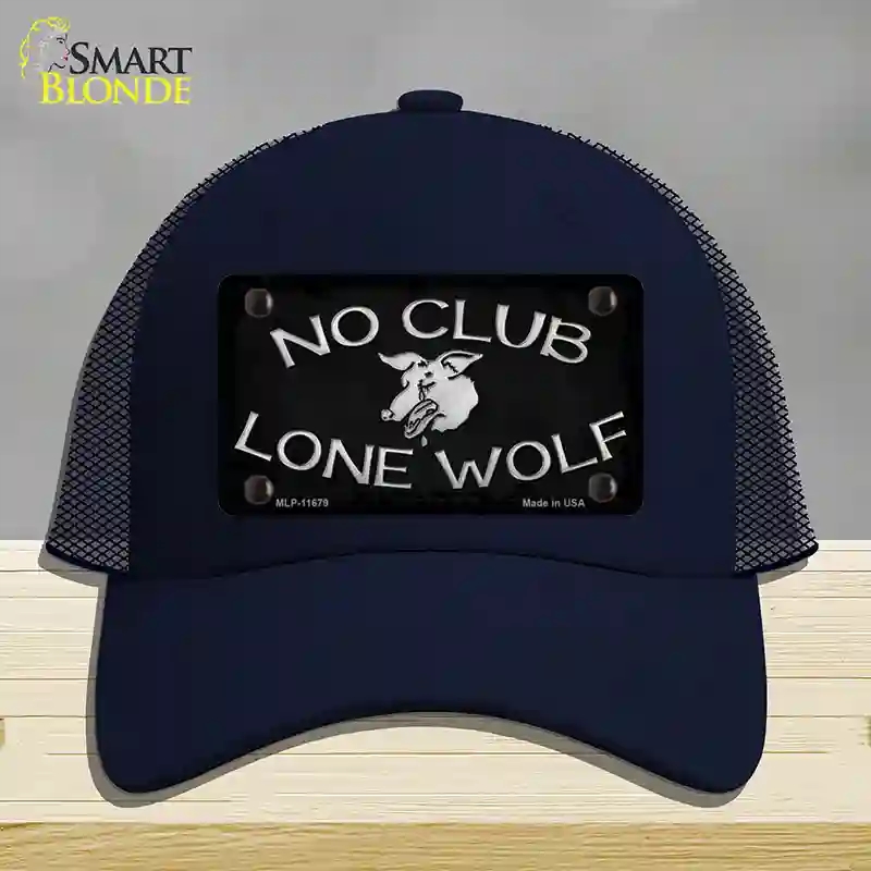 HAT16-MLP-11679 No Club Lone Wolf Novelty License Plate Hat, Mesh - Navy