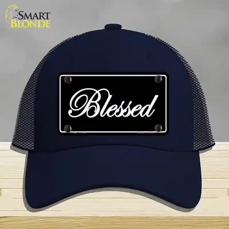 HAT16-MLP-11703 Blessed Black Novelty License Plate Hat, Mesh - Navy