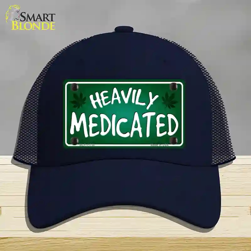 HAT16-MLP-11730 Heavily Medicated Novelty License Plate Hat, Mesh - Navy
