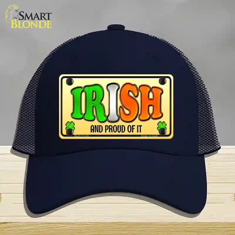 HAT16-MLP-11740 Irish & Proud Novelty License Plate Hat, Mesh - Navy