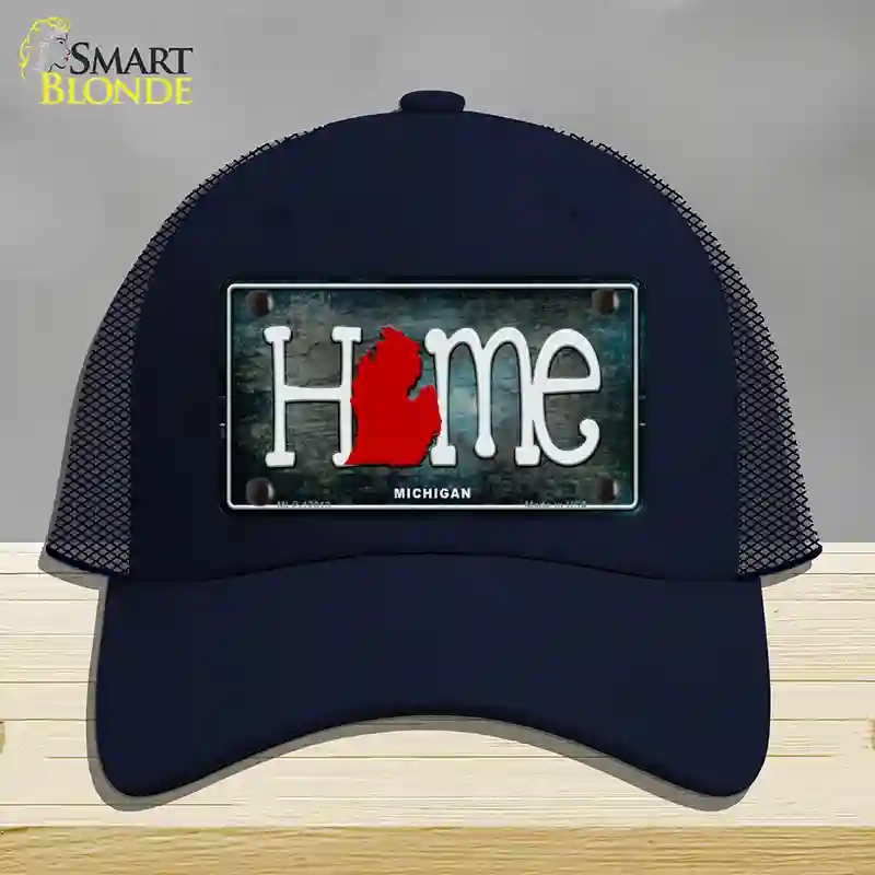 HAT16-MLP-12013 Michigan Home State Outline Novelty License Plate Hat, Mesh - Navy