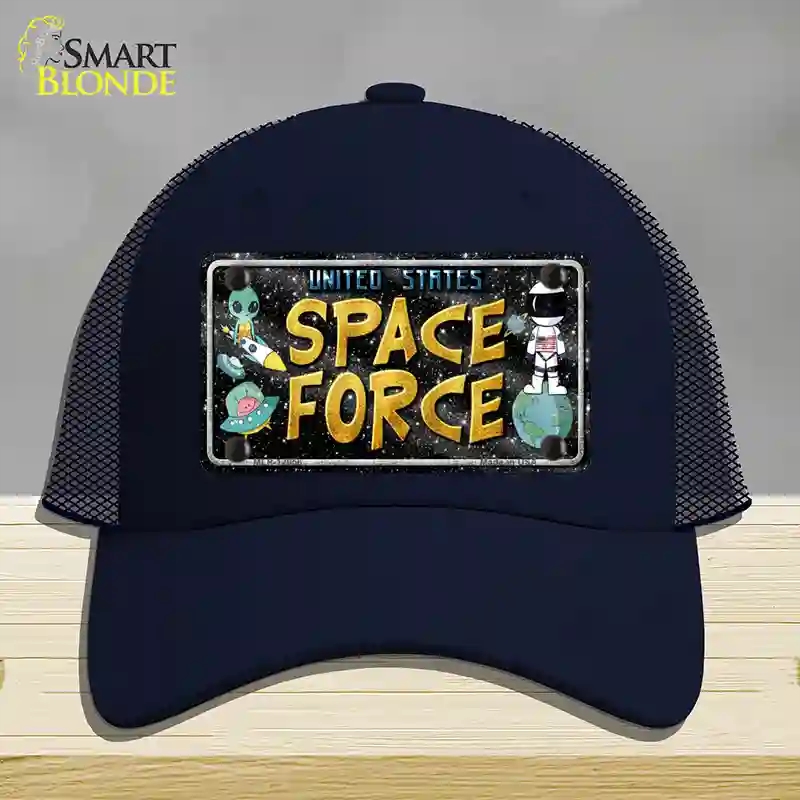 HAT16-MLP-12056 Space Force Novelty License Plate Hat, Mesh - Navy