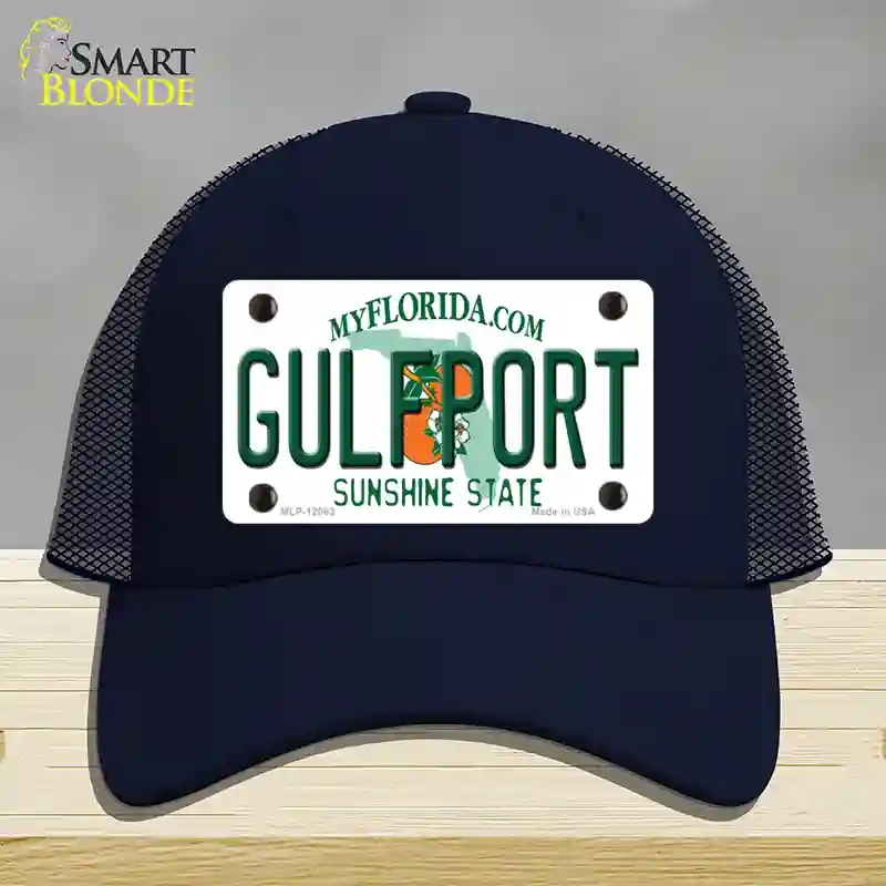HAT16-MLP-12063 Florida Gulfport Novelty License Plate Hat, Mesh - Navy