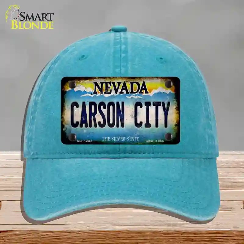 HAT10-MLP-12067 Nevada Carson City Novelty License Plate Hat, Unconstructed Cotton - Lake Blue