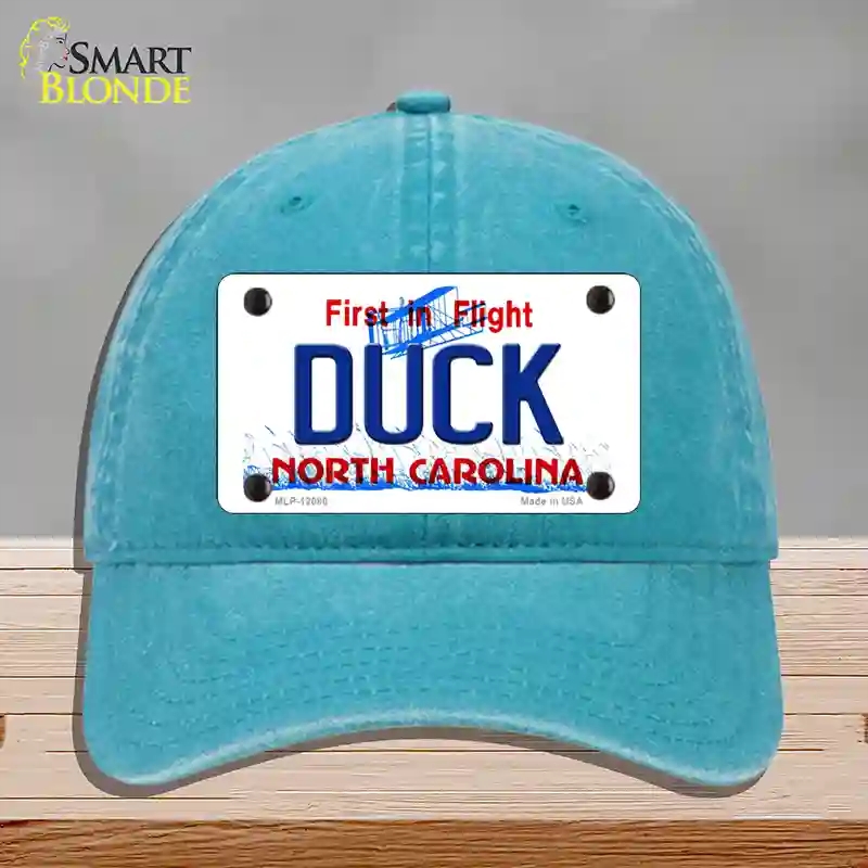 HAT10-MLP-12086 Duck North Carolina State Novelty License Plate Hat, Unconstructed Cotton - Lake Blue