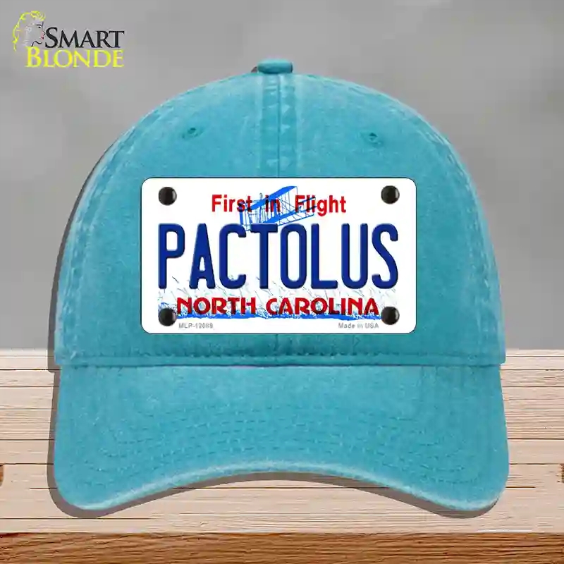HAT10-MLP-12089 Pactolus North Carolina State Novelty License Plate Hat, Unconstructed Cotton - Lake Blue