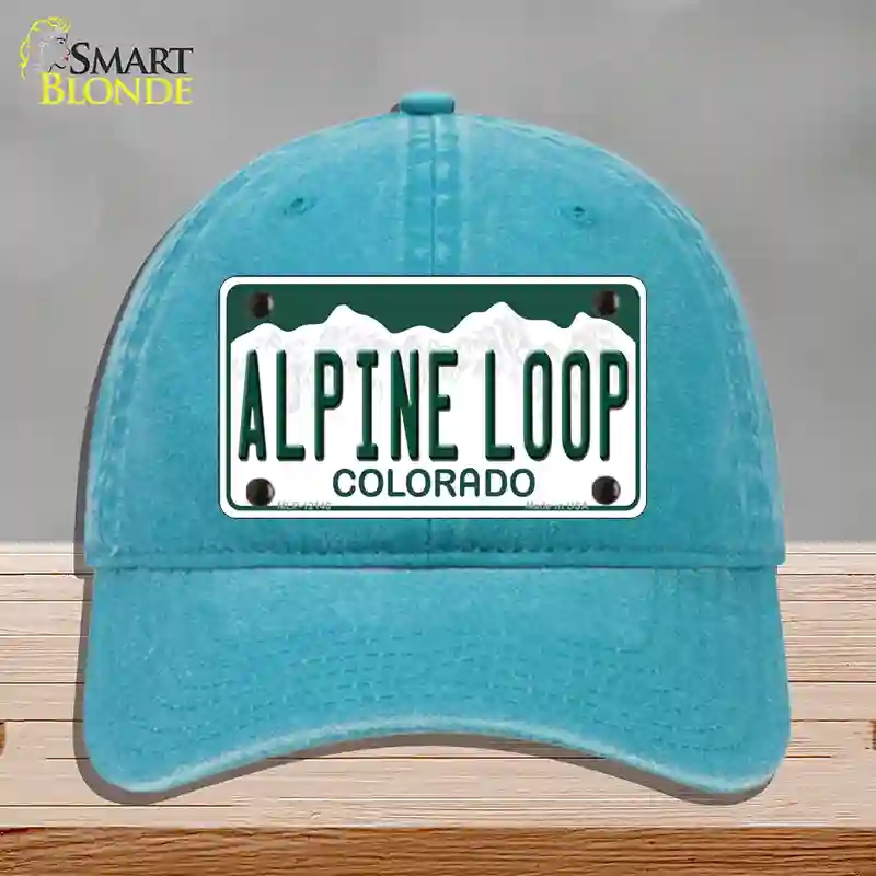 HAT10-MLP-12148 Alpine Loop Colorado Novelty License Plate Hat, Unconstructed Cotton - Lake Blue