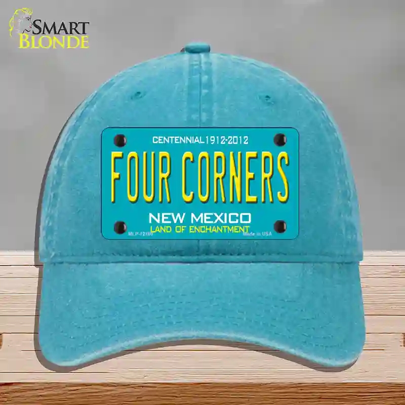 HAT10-MLP-12160 Four Corners Teal   Mexico Novelty License Plate Hat, Unconstructed Cotton - Lake Blue