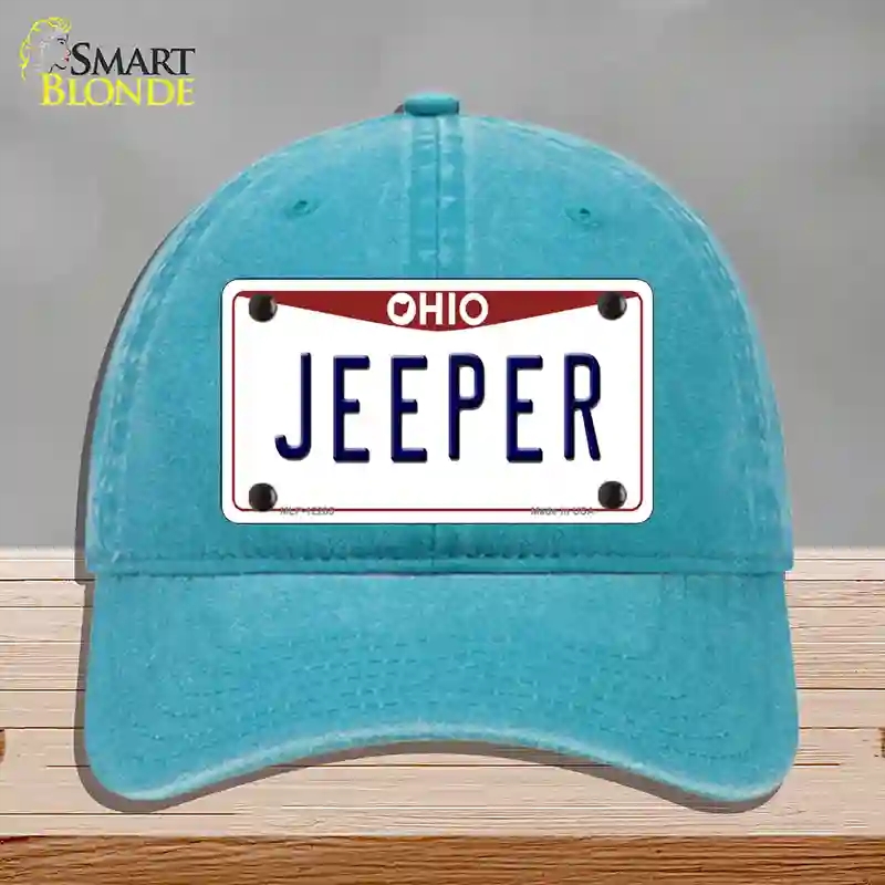 HAT10-MLP-12285 Ohio Jeeper Novelty License Plate Hat, Unconstructed Cotton - Lake Blue