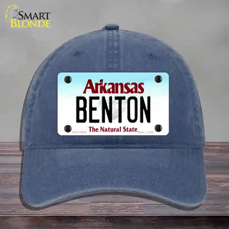 HAT11-MLP-10033 Benton Arkansas Novelty License Plate Hat, Unconstructed Cotton - Navy