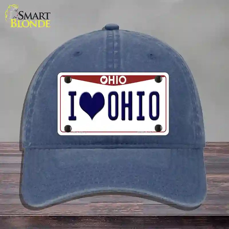 HAT11-MLP-10072 I Love Ohio Novelty License Plate Hat, Unconstructed Cotton - Navy