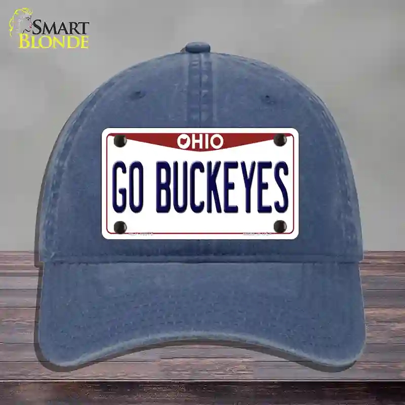 HAT11-MLP-10075 Go Buckeyes Ohio Novelty License Plate Hat, Unconstructed Cotton - Navy