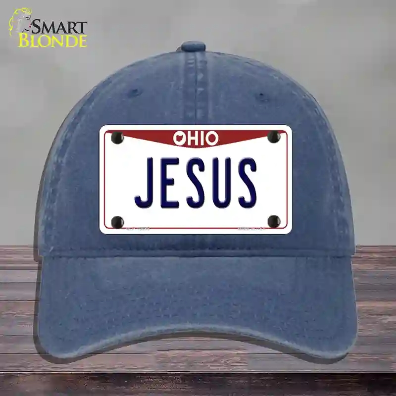 HAT11-MLP-10085 Jesus Ohio Novelty License Plate Hat, Unconstructed Cotton - Navy