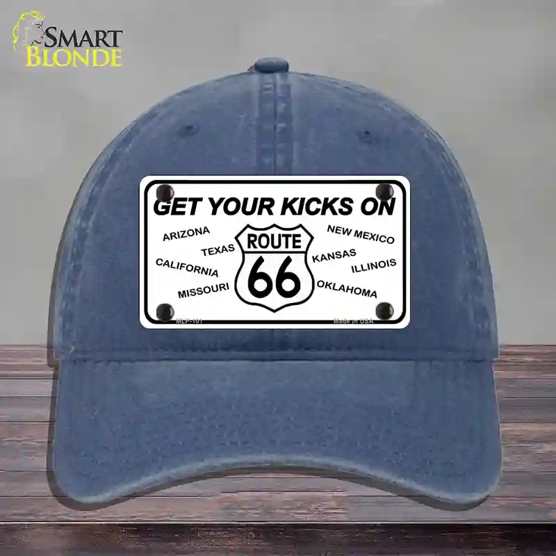 HAT11-MLP-101 Get Your Kicks on 66 Novelty License Plate Hat, Unconstructed Cotton - Navy