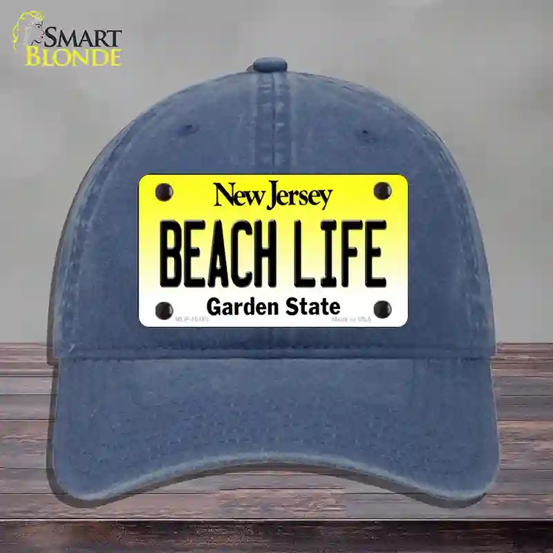 HAT11-MLP-10183 Beach Life   Jersey Novelty License Plate Hat, Unconstructed Cotton - Navy