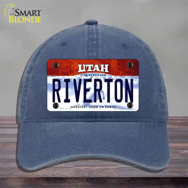 HAT11-MLP-10195 Riverton Utah Novelty License Plate Hat, Unconstructed Cotton - Navy