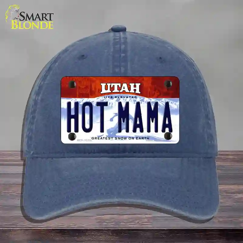 HAT11-MLP-10208 Hot Mama Utah Novelty License Plate Hat, Unconstructed Cotton - Navy