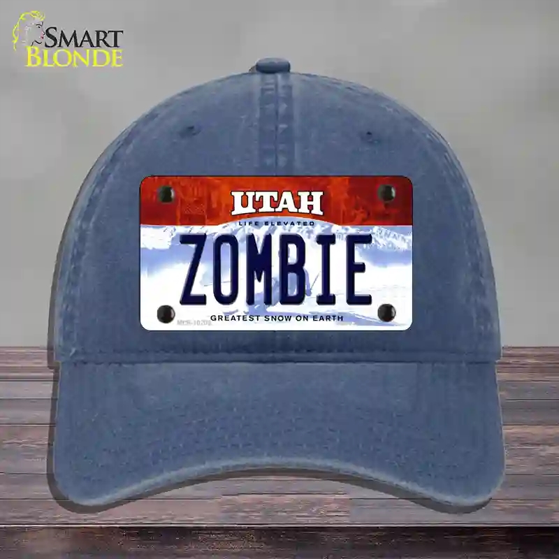 HAT11-MLP-10209 Zombie Utah Novelty License Plate Hat, Unconstructed Cotton - Navy