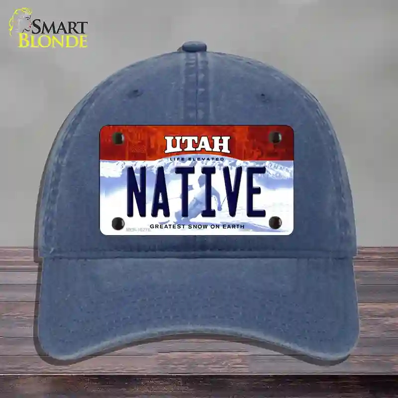 HAT11-MLP-10218 Native Utah Novelty License Plate Hat, Unconstructed Cotton - Navy