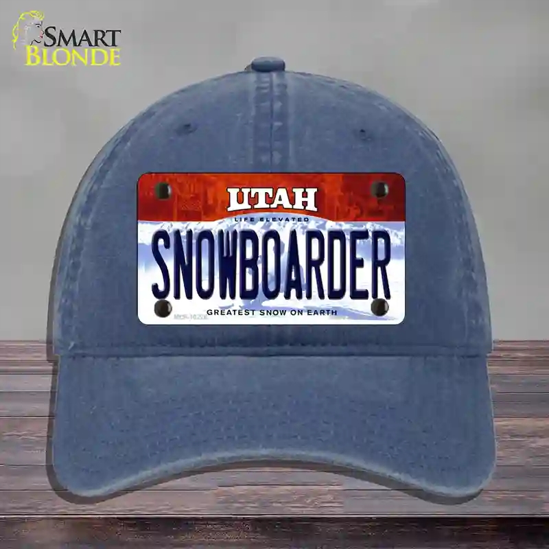 HAT11-MLP-10226 Snowboarder Utah Novelty License Plate Hat, Unconstructed Cotton - Navy