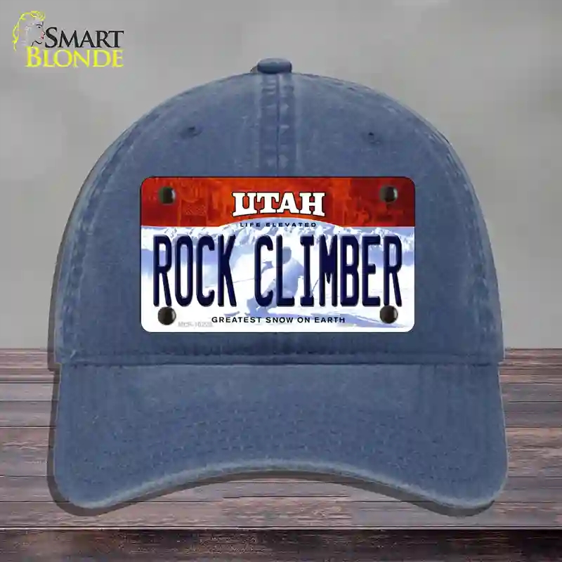 HAT11-MLP-10229 Rock Climber Utah Novelty License Plate Hat, Unconstructed Cotton - Navy