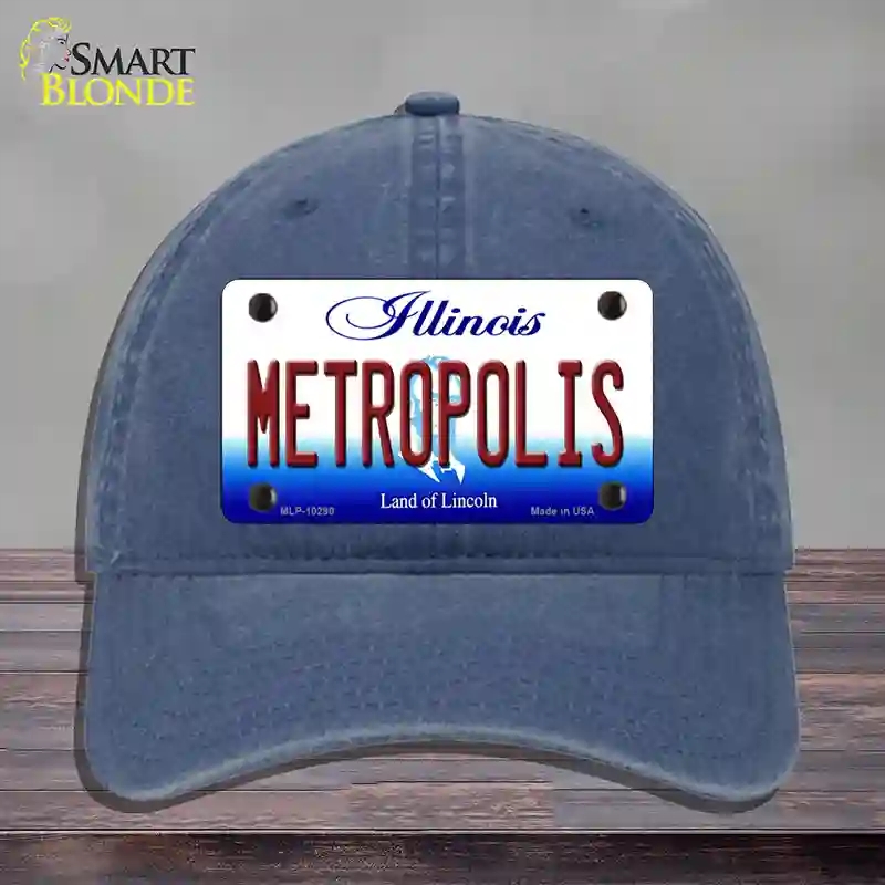 HAT11-MLP-10290 Metropolis Illinois Novelty License Plate Hat, Unconstructed Cotton - Navy